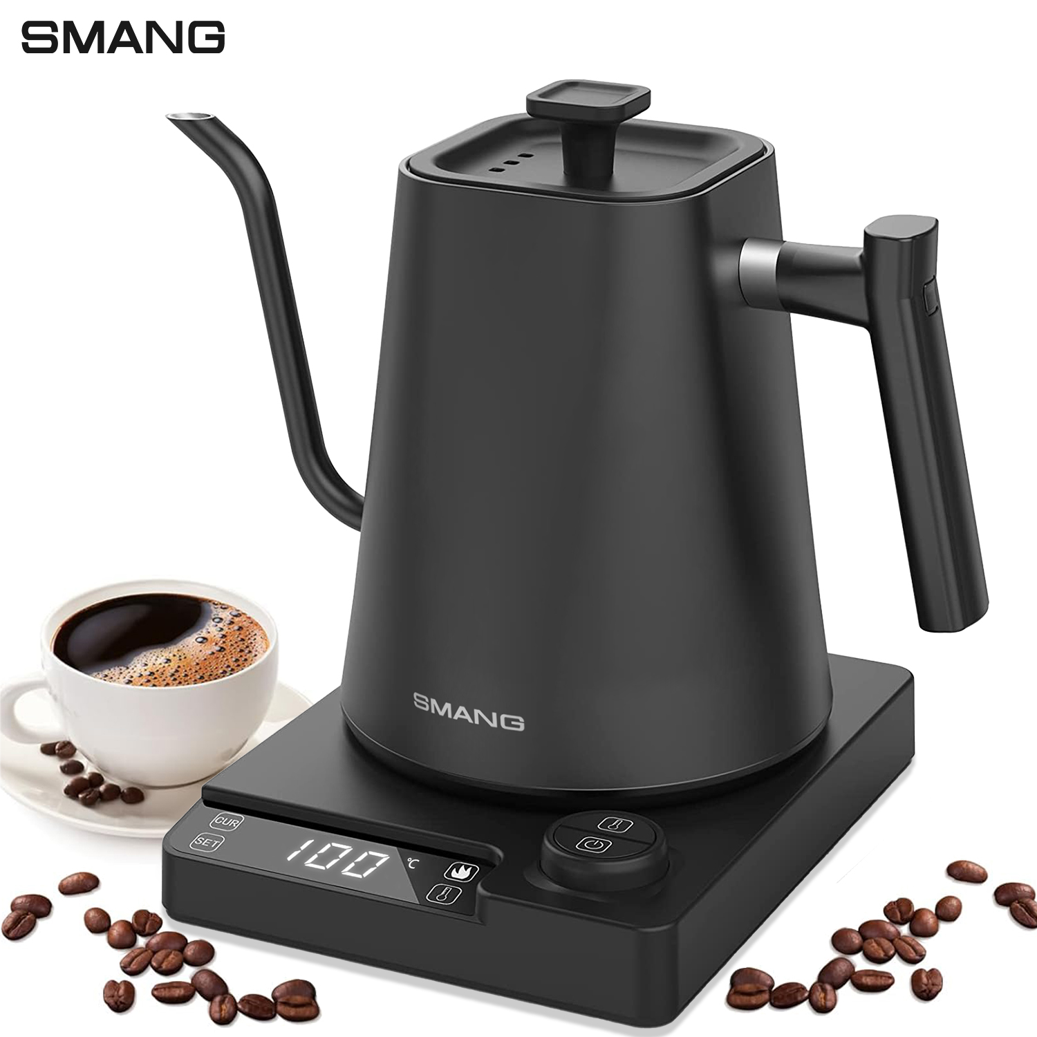 Electric Kettle Gooseneck - SMANG 1200W Zwanenhals Elektrische Waterkoker 1L