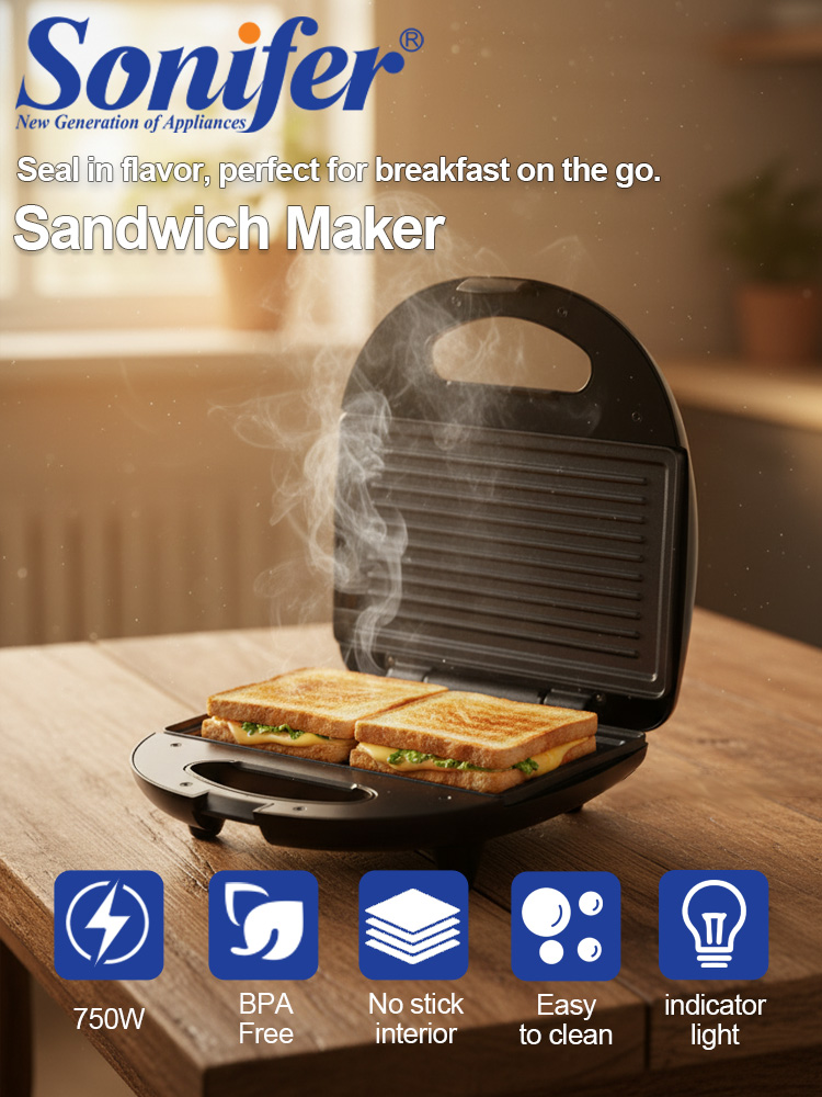 Sandwich Press Grill - Sandwichmaker Sonifer SF-6173 750W Non Stick